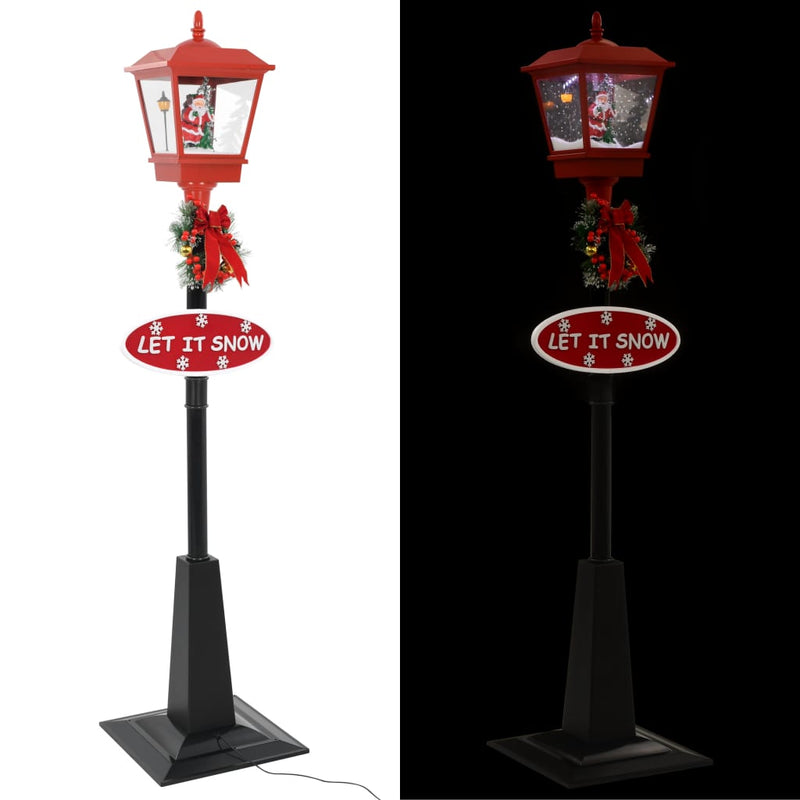 Straatlantaarn Met Kerstman Led Zwart En Rood