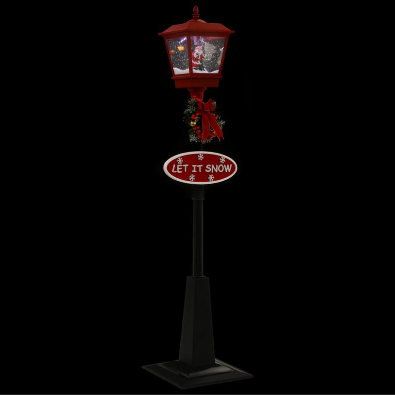 Straatlantaarn Met Kerstman Led Zwart En Rood