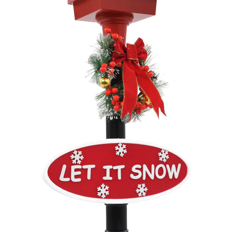 Straatlantaarn Met Kerstman Led Zwart En Rood