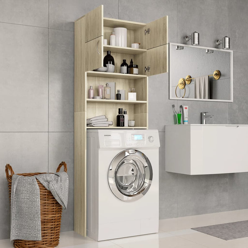 Wasmachinekast 64X25,5X190 Cm Bewerkt Hout Sonoma Eikenkleurig