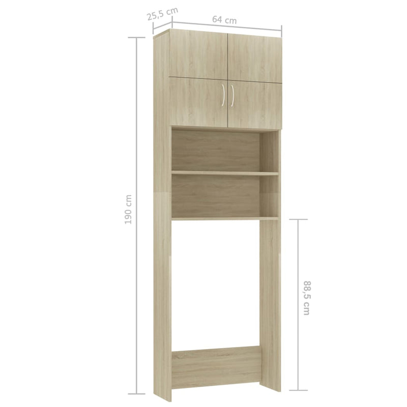 Wasmachinekast 64X25,5X190 Cm Bewerkt Hout Sonoma Eikenkleurig