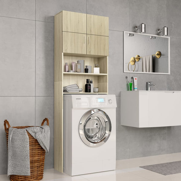 Wasmachinekast 64X25,5X190 Cm Bewerkt Hout Sonoma Eikenkleurig