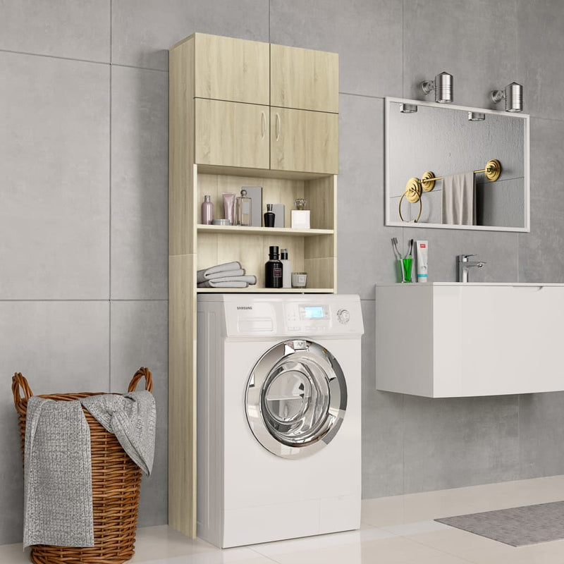 Wasmachinekast 64X25,5X190 Cm Bewerkt Hout Sonoma Eikenkleurig