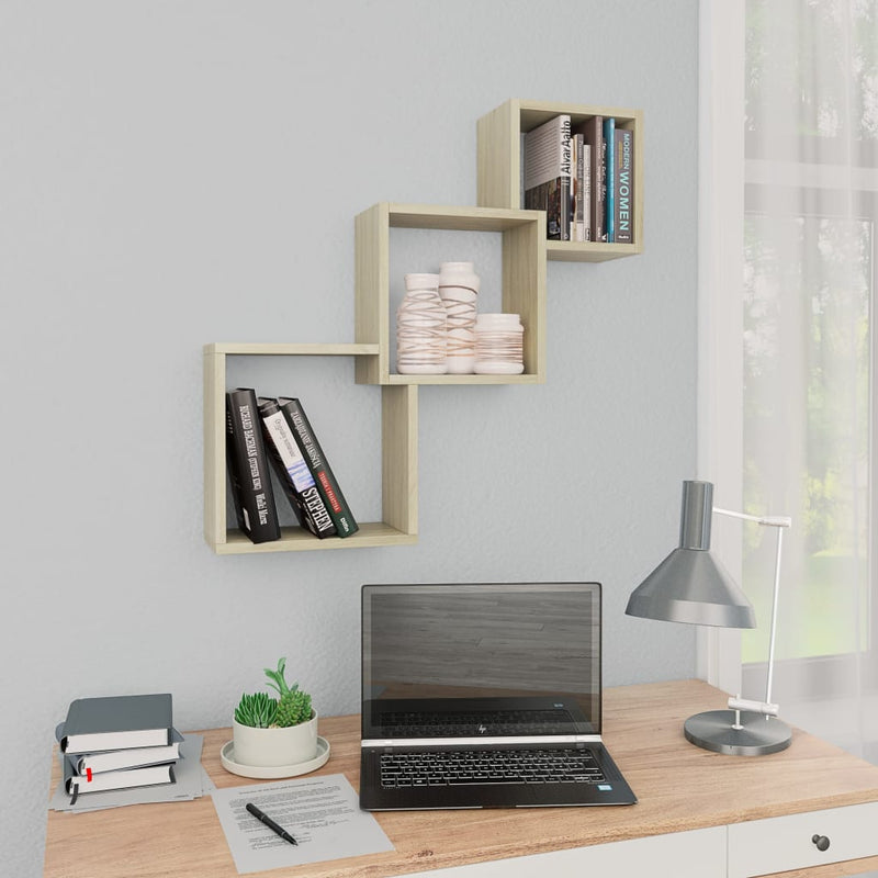 Wandplanken Kubus 68X15X68Cm Bewerkt Hout Kleur