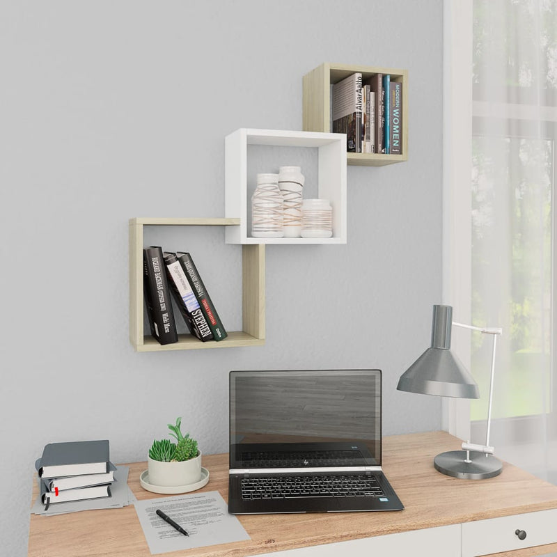 Wandplanken Kubus 68X15X68Cm Bewerkt Hout Kleur