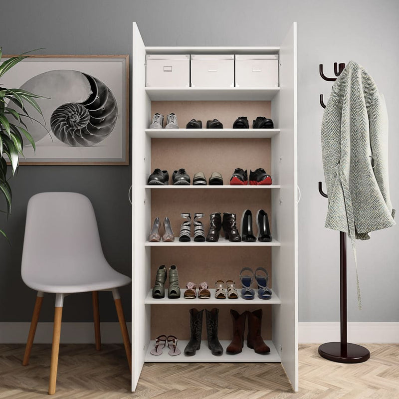 Schoenenkast 80X35,5X180 Cm Bewerkt Hout