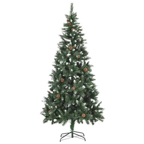 Kunstkerstboom Met Dennenappels En Glitter 210 Cm Groen En Wit