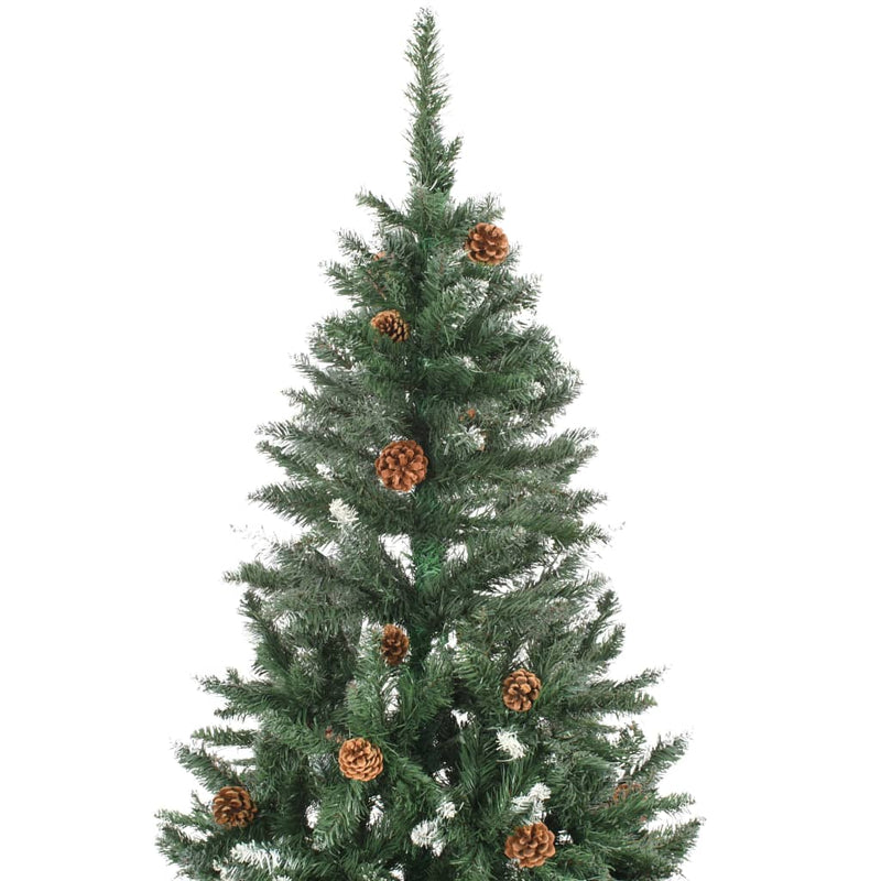 Kunstkerstboom Met Dennenappels En Glitter 210 Cm Groen En Wit