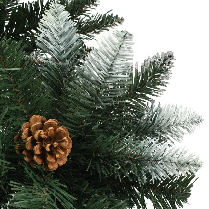 Kunstkerstboom Met Dennenappels En Glitter 210 Cm Groen En Wit