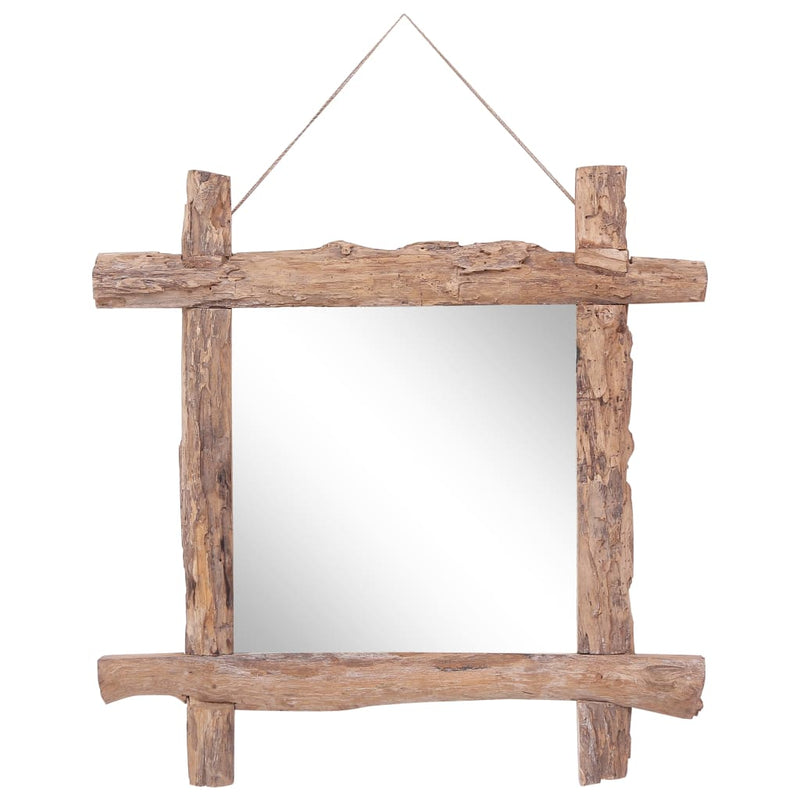 Spiegel Houtblokken 70X70 Cm Massief Gerecycled Hout