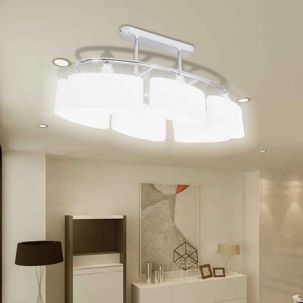 Plafondlamp Met Ellipsvormige Glazen Kappen 2 St E14