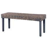 Bankje 110 Cm Natuurlijk Kubu Rattan En Massief Mahoniehout
