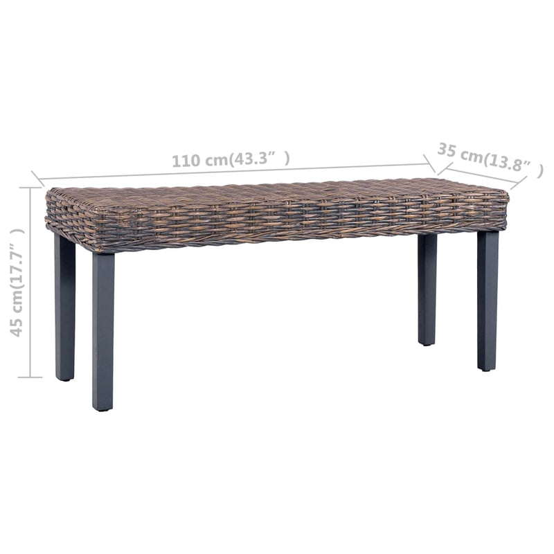Bankje 110 Cm Natuurlijk Kubu Rattan En Massief Mahoniehout