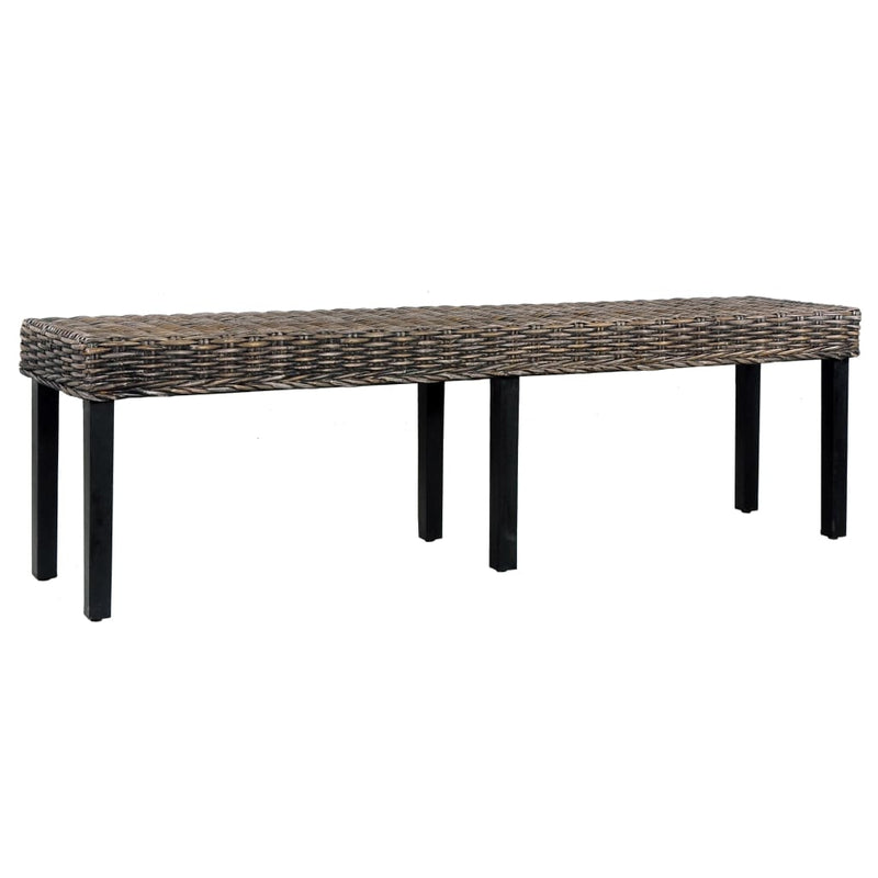 Bankje 160 Cm Natuurlijk Kubu Rattan En Massief Mangohout