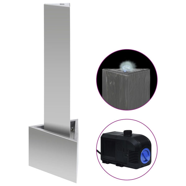 Tuinfontein 37,7X32,6X110 Cm Roestvrij Staal Zilverkleurig