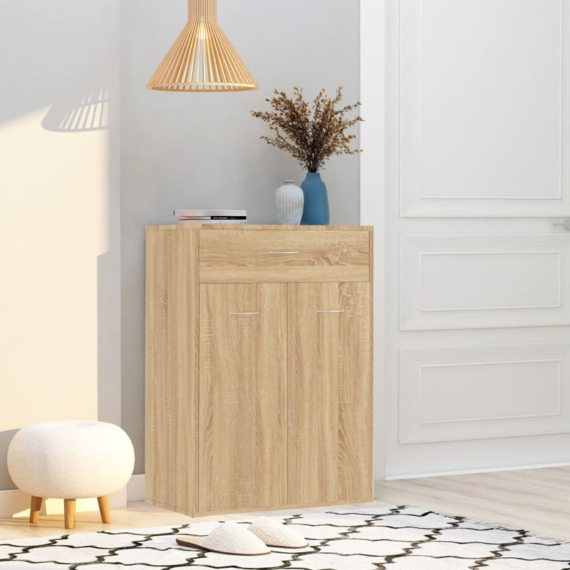 Schoenenkast 60X35X84 Cm Bewerkt Hout Artisanaal Eikenkleur