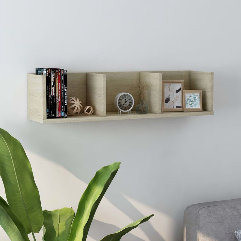 Cd-Wandschap 75X18X18 Cm Bewerkt Hout Kleurig