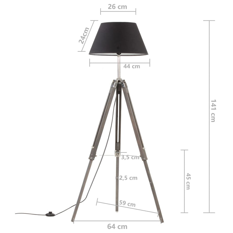 Vloerlamp Driepoot 141 Cm Massief Teakhout Kleurig