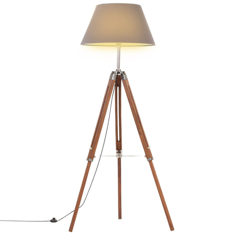 Vloerlamp Driepoot 141 Cm Massief Teakhout Kleurig