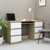 Bureau 140X50X77 Cm Bewerkt Hout Artisanaal Eikenkleur