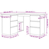 Hoekbureau 145X100X76 Cm Bewerkt Hout
