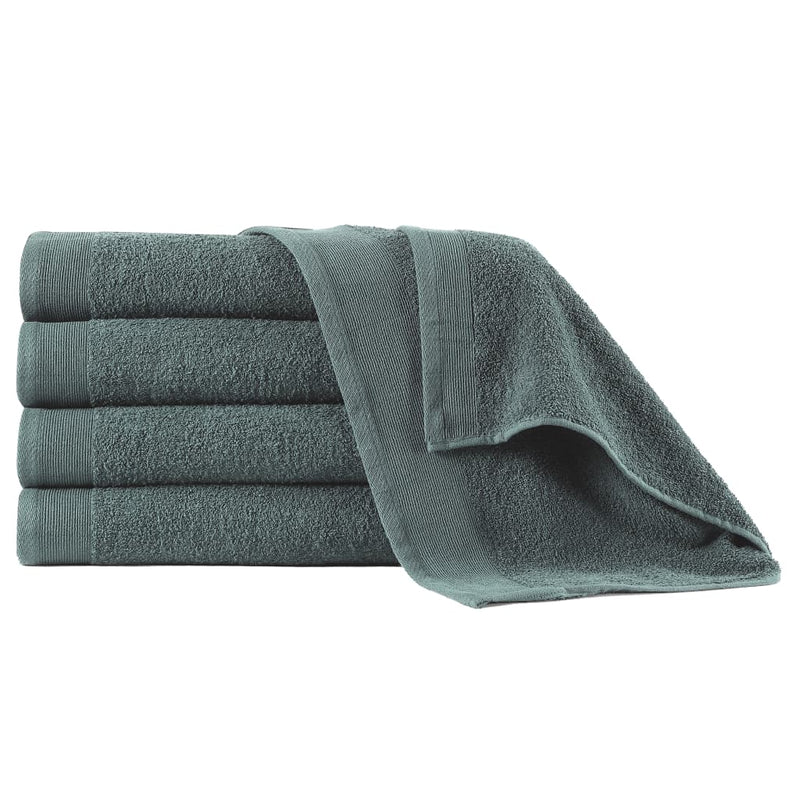 Handdoeken 5 St 450 G/M² 50X100 Cm Katoen Groen