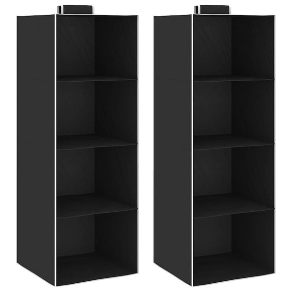 Kledingorganisers Hangend Met 4 Schappen Stof Zwart