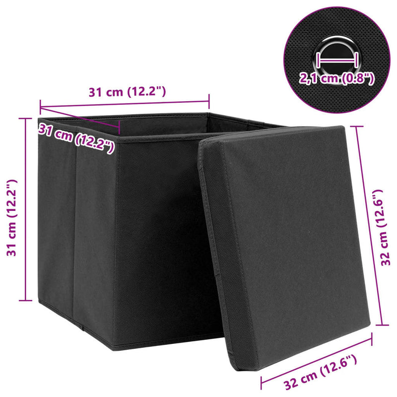Opbergboxen Met Deksel 32X32X32 Cm Stof Zwart