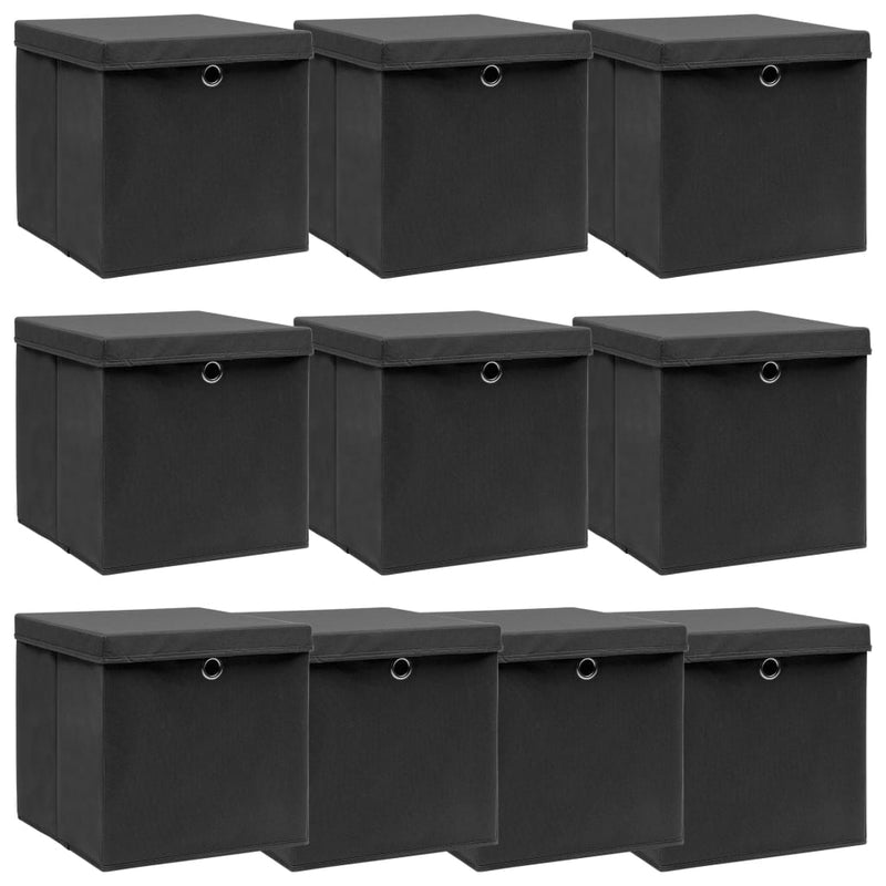 Opbergboxen Met Deksel 32X32X32 Cm Stof Zwart