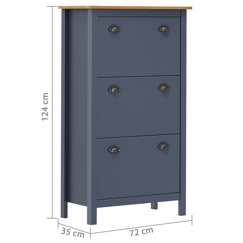 Schoenenkast Hill 72X35X124 Cm Massief Grenenhout
