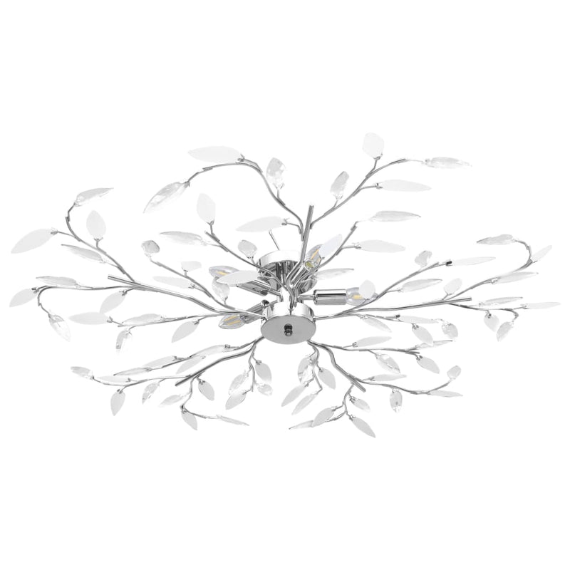 Plafondlamp Met Kristal Bladeren 3Xe14 Acryl En Transparant Wit