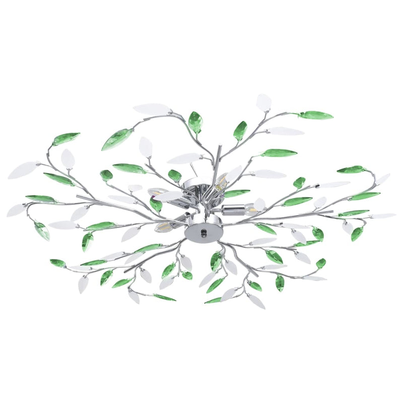 Plafondlamp Witte En E Acryl Kristal Bladeren 3Xe14 Groen