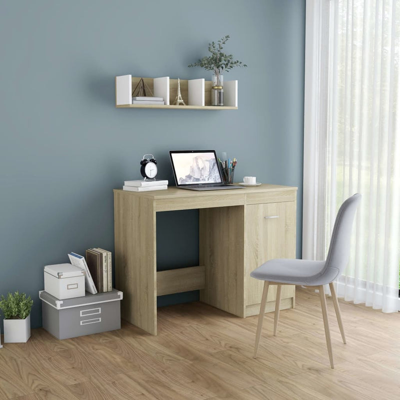 Bureau 100X50X76 Cm Bewerkt Hout Artisanaal Eikenkleur