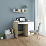 Bureau 100X50X76 Cm Bewerkt Hout Artisanaal Eikenkleur