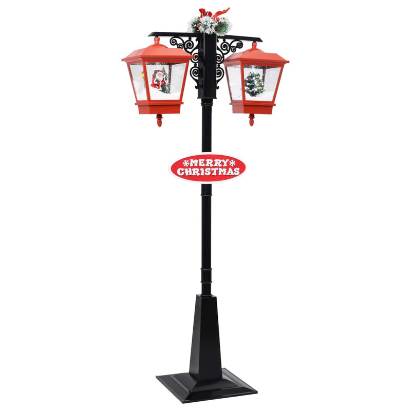 Straatlantaarn Met Kerstman Led Zwart En Rood