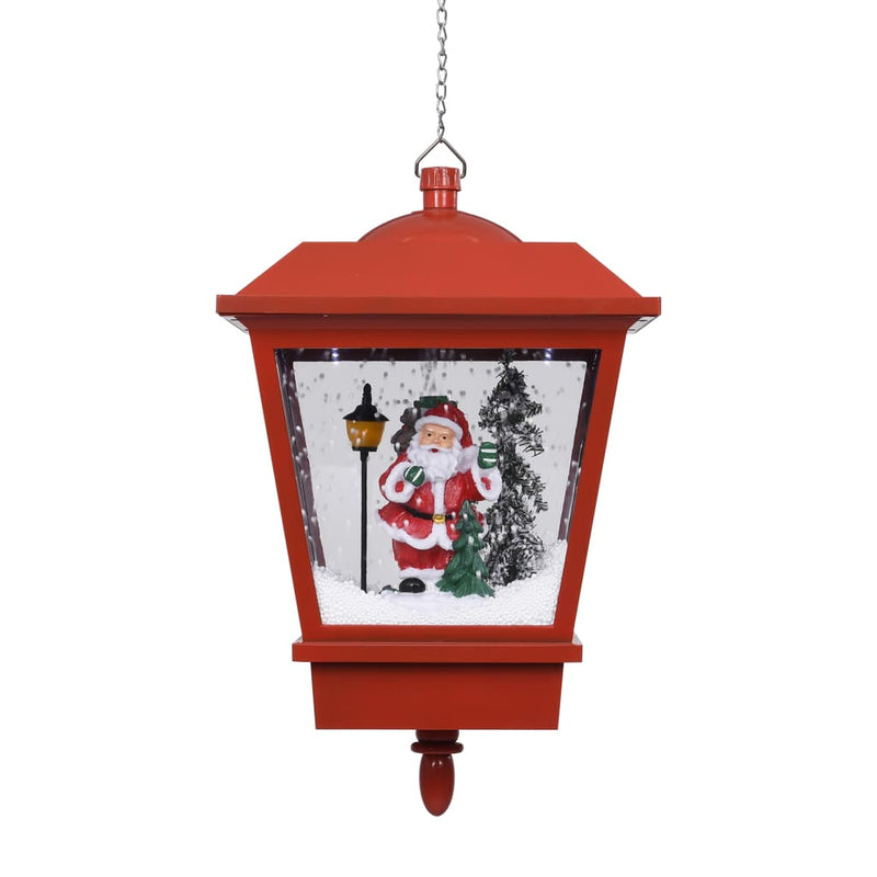 Kersthanglamp Met Led-Lamp En Kerstman 27X27X45 Cm Rood Zwart En Rood