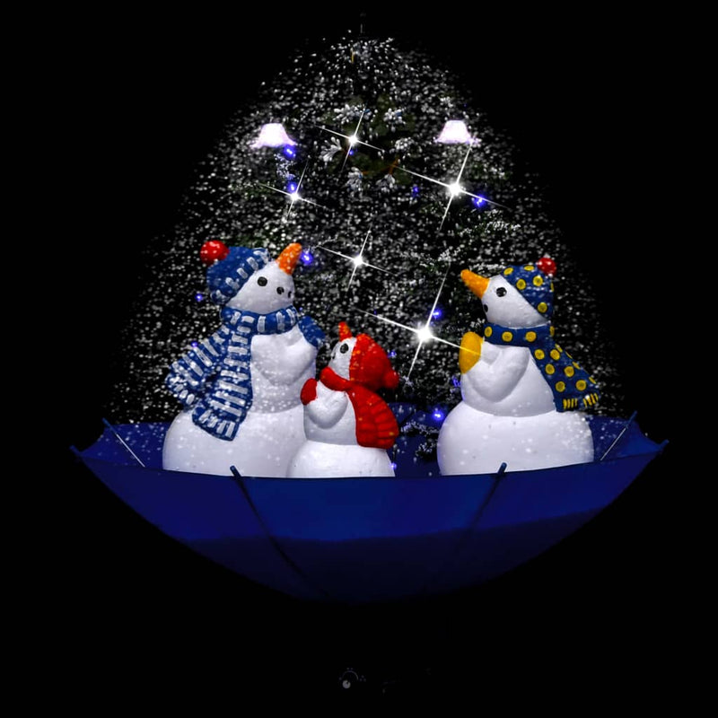 Kerstboom Sneeuwend Met Paraplubasis 75 Cm Pvc Blauw Zwart En Rood