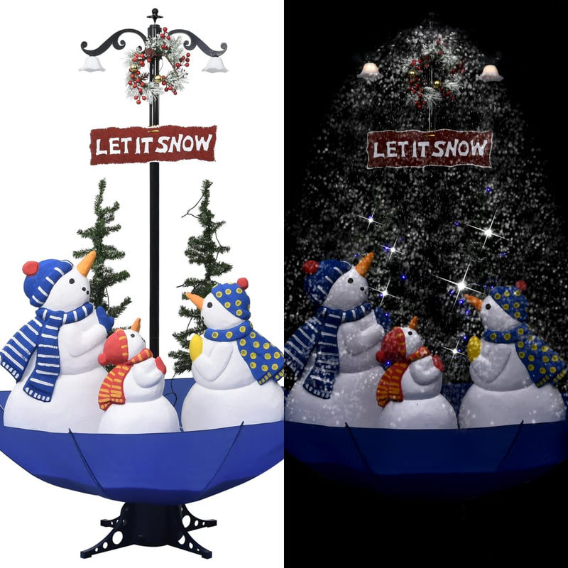 Kerstboom Sneeuwend Met Paraplubasis 75 Cm Pvc Blauw Zwart En Rood