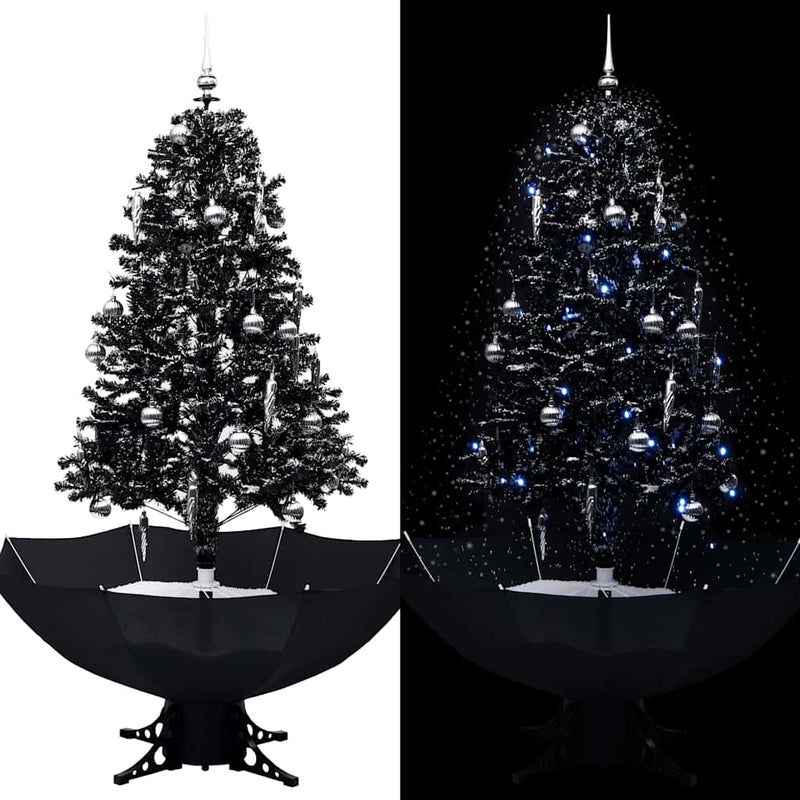 Kerstboom Sneeuwend Met Paraplubasis 75 Cm Pvc Zwart