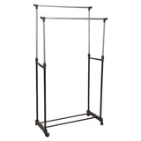 Storage Solutions Kledingrek Met Wielen Dubbel 80X42X(90-160) Cm