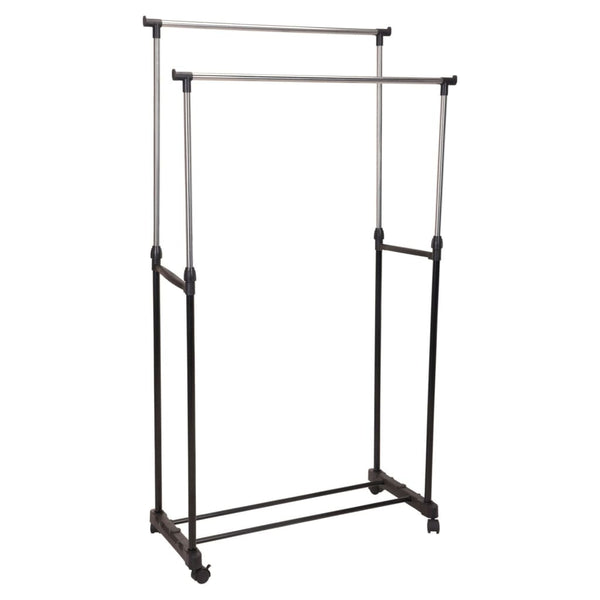 Storage Solutions Kledingrek Met Wielen Dubbel 80X42X(90-160) Cm