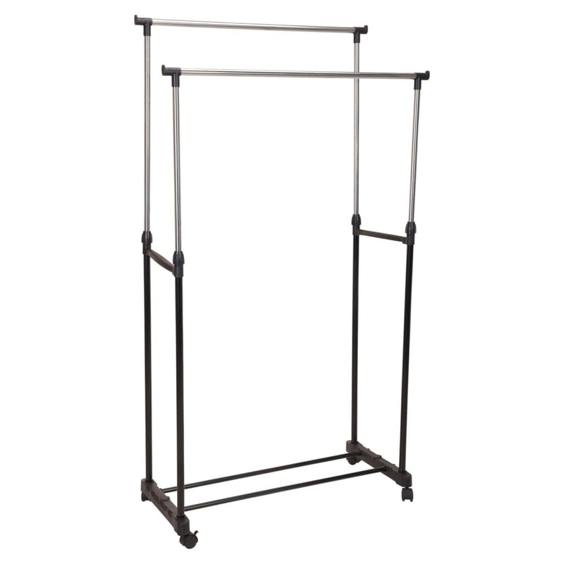 Storage Solutions Kledingrek Met Wielen Dubbel 80X42X(90-160) Cm