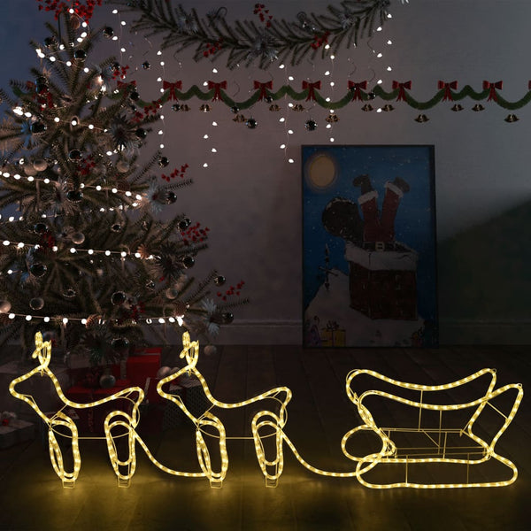 Kerstdecoratie Rendieren En Slee 576 Led's Warmwit