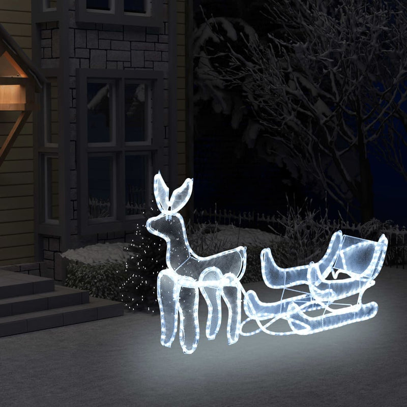Kerstverlichting 2 Rendieren En Slee Met Mesh 648 Led's Koudwit