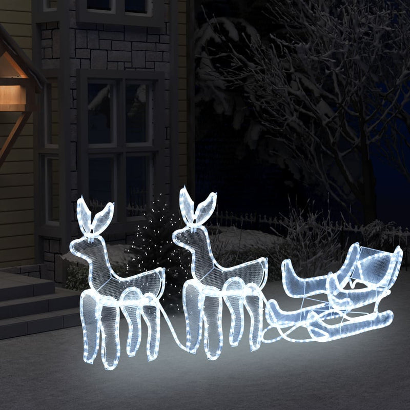 Kerstverlichting 2 Rendieren En Slee Met Mesh 648 Led's Koudwit