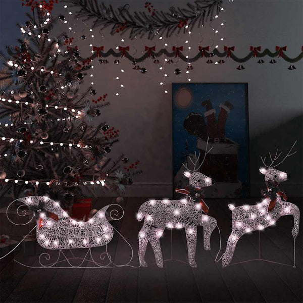 Kerstdecoratie Rendieren En Slee 60 Led's Kleurig
