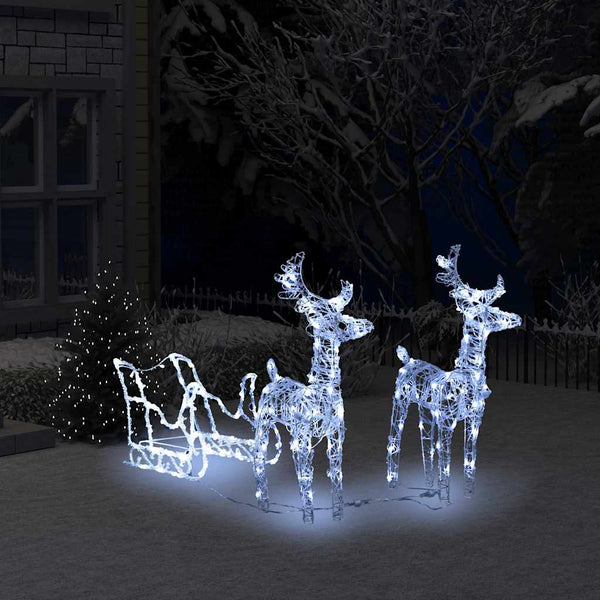 Kerstversiering Rendieren En Slee 160 Led's 130 Cm Acryl Koudwit