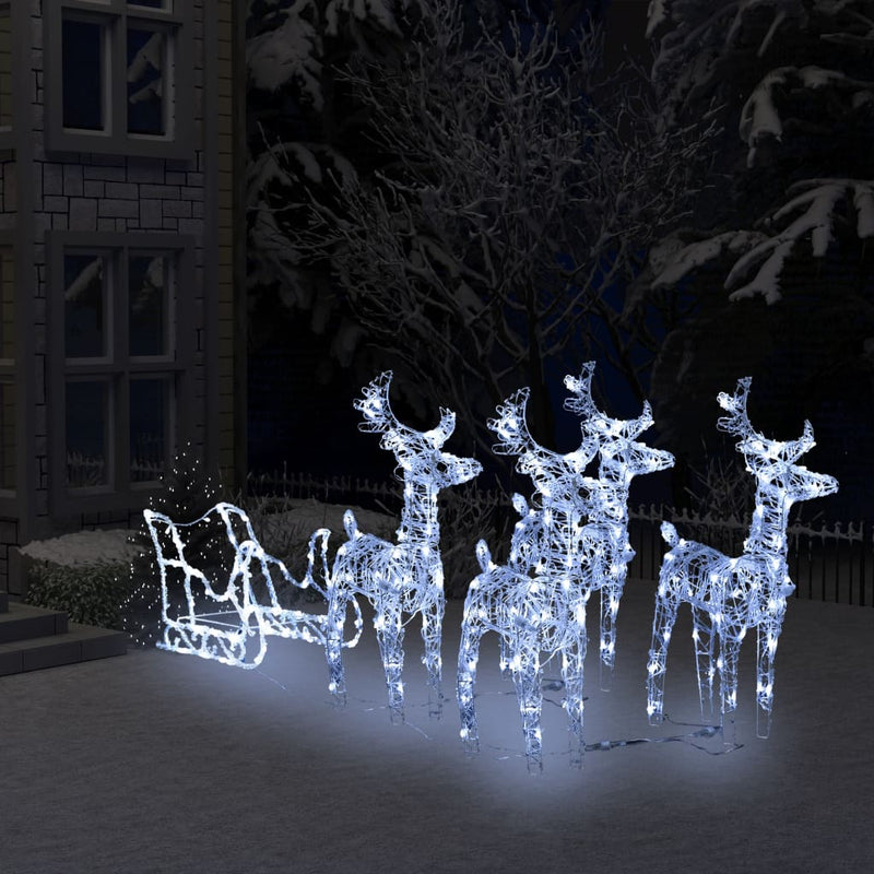Kerstversiering Rendieren En Slee 160 Led's 130 Cm Acryl Koudwit