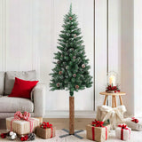 Kerstboom Met Echt Hout En Sneeuw Smal 210 Cm Groen