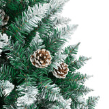 Kerstboom Met Echt Hout En Sneeuw Smal 210 Cm Groen